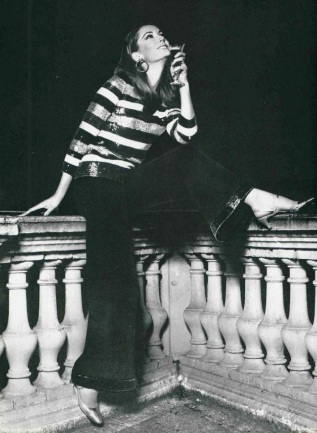 YSL Striped Sequin Top