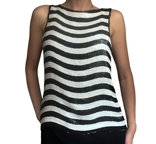 YSL Striped Sequin Top
