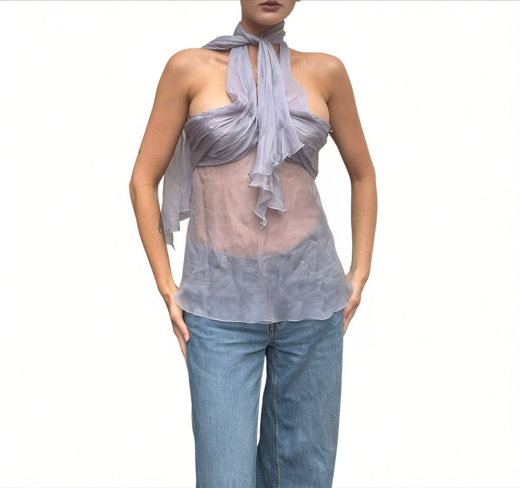 Vintage Versace SS2006 silk top, archive Versace, alternate view