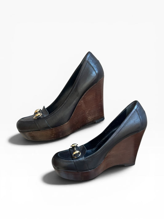 Gucci Horsebit Wedge Heels